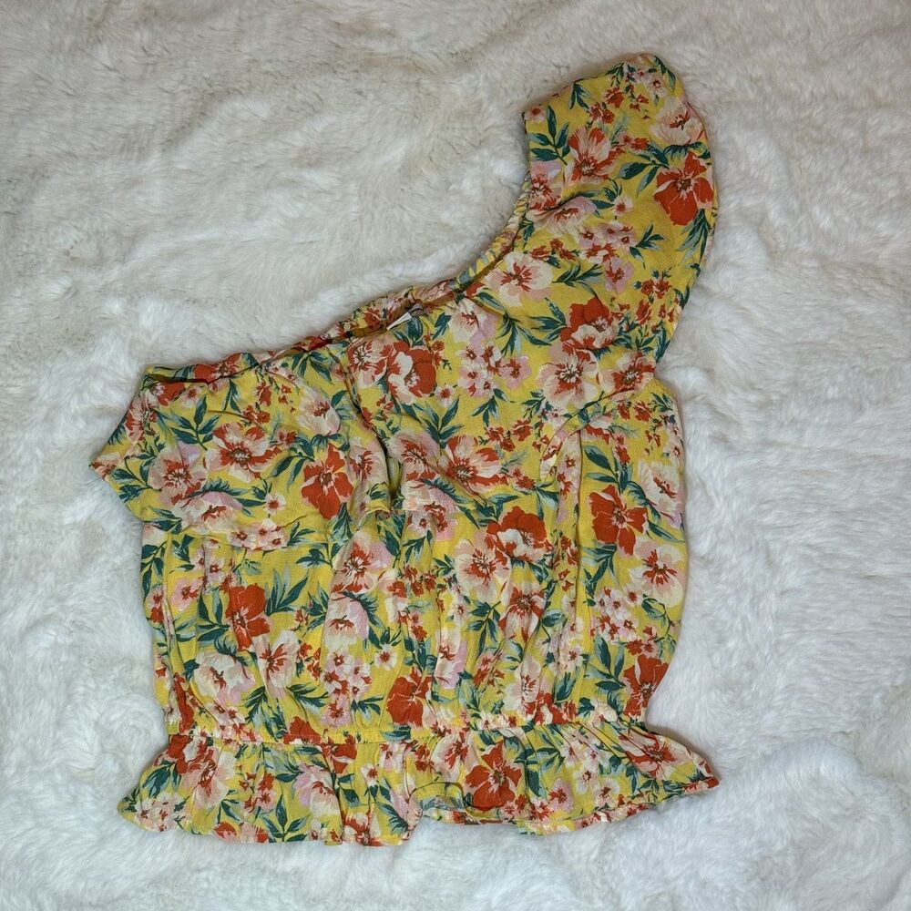 American Eagle Floral One Shoulder Peplum Top XS